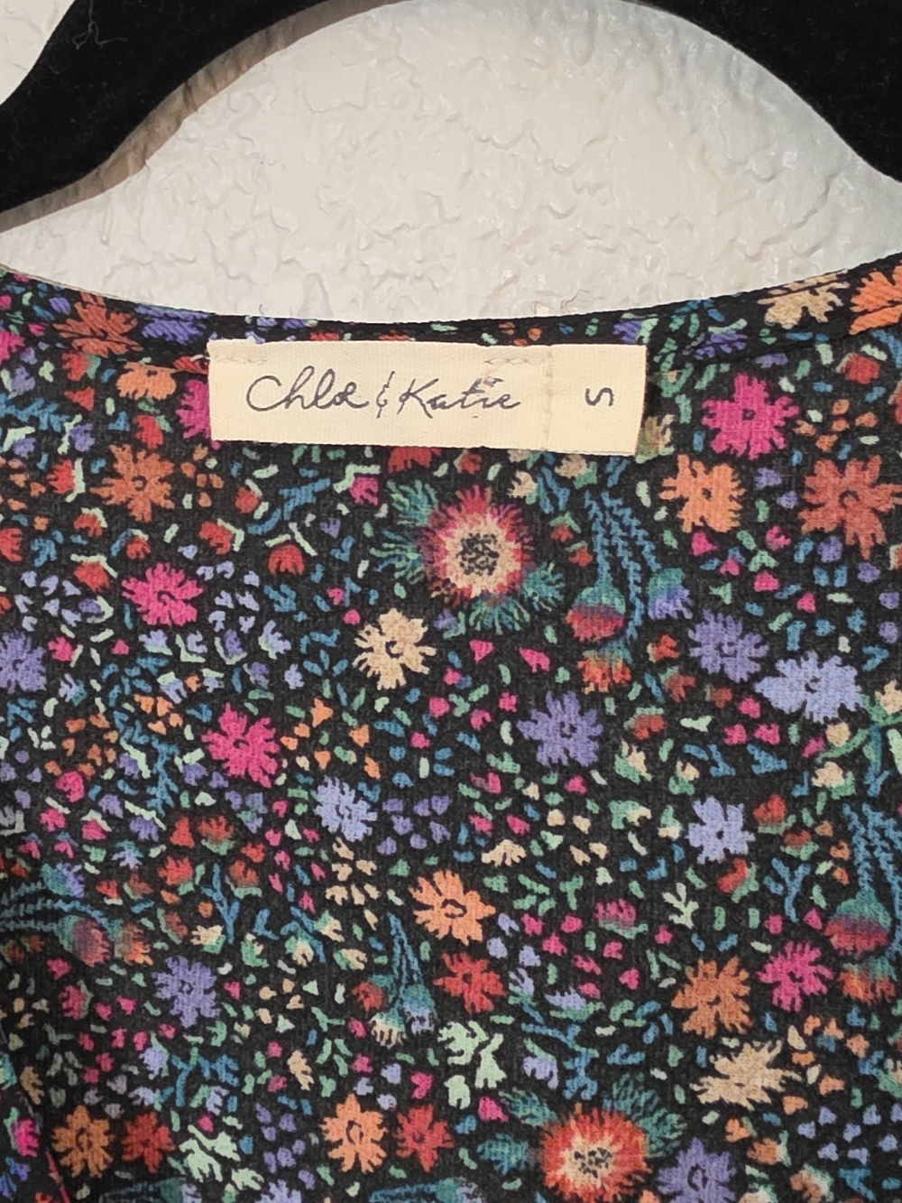 Chloe & Katie Floral Wrap Blouse V-Neck Bell Sleeve Womens Small - Picture 7 of 10